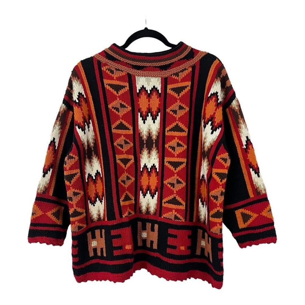 Roberta Freymann Womens Size Small Handknitted Cotton Peru Mock Neck Sweater